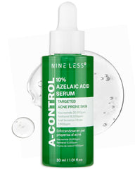 NINELESS 10% Azelaic Serum bottle shown for daily use and redness relief.