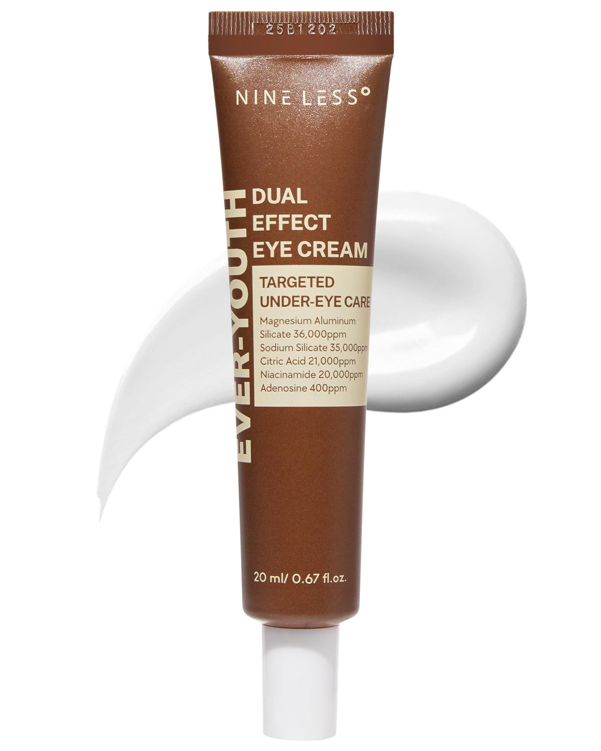 NINELESS Ever-Youth eye cream bottle close-up showing premium packaging and soothing formula