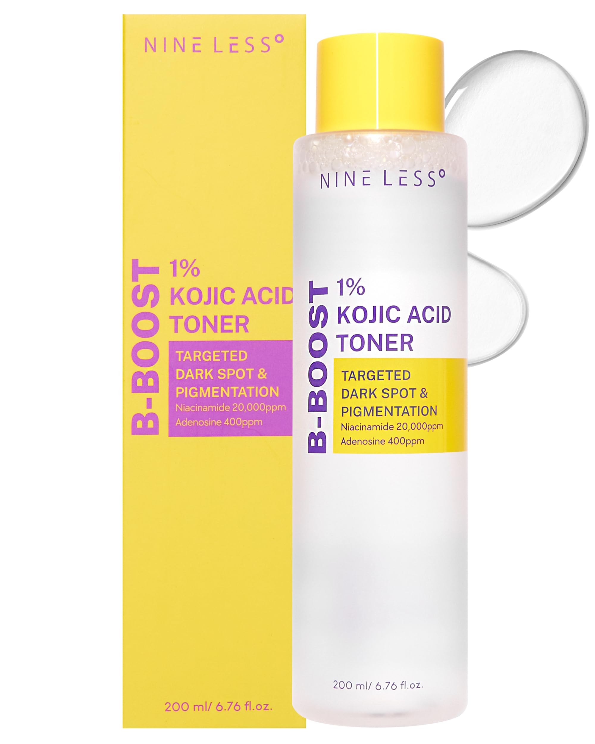 NINELESS Kojic Toner bottle with label for brightening and even tone.