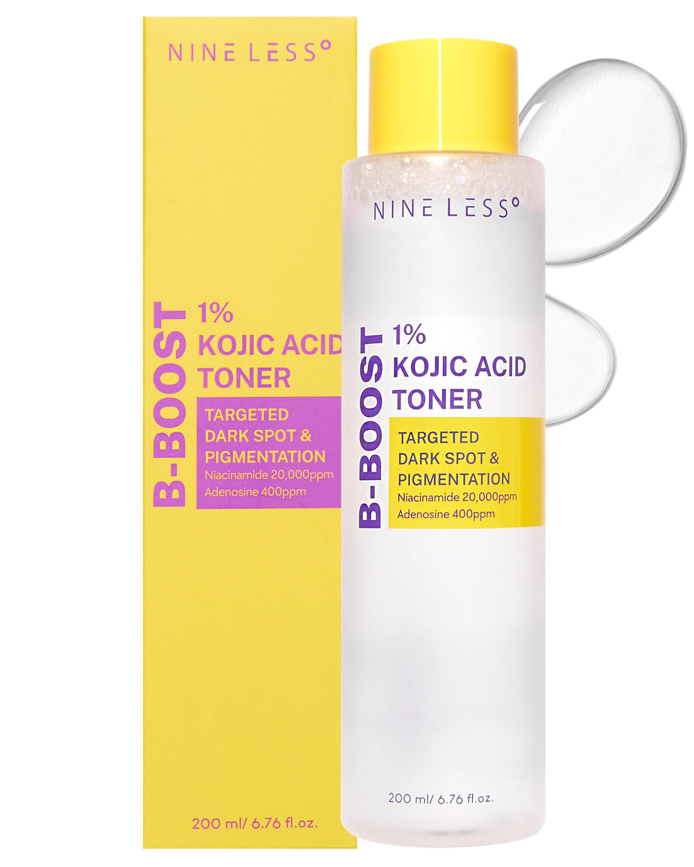 NINELESS Kojic Toner bottle with label for brightening and even tone.