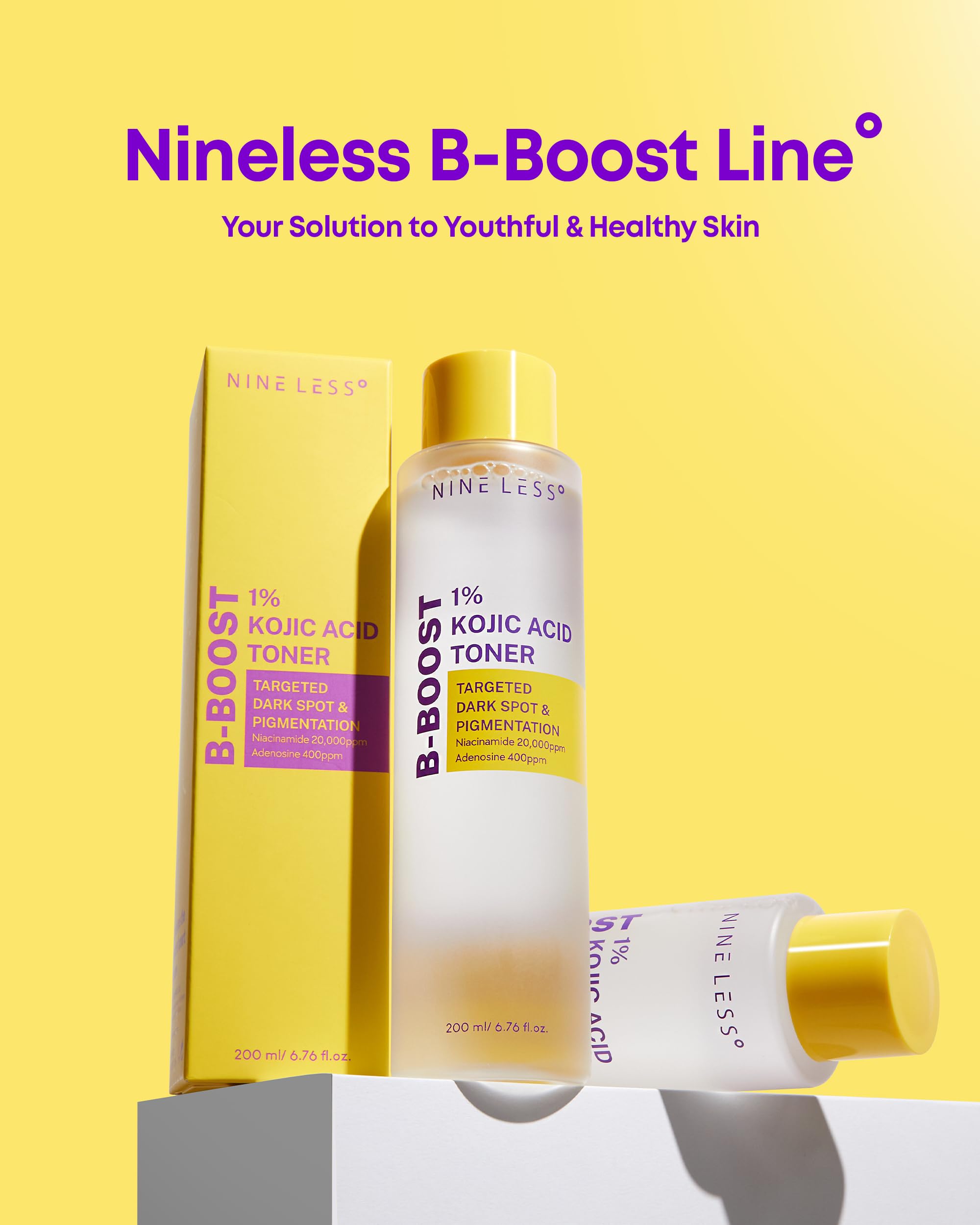 NINELESS toner routine image suggesting quick brightening steps.