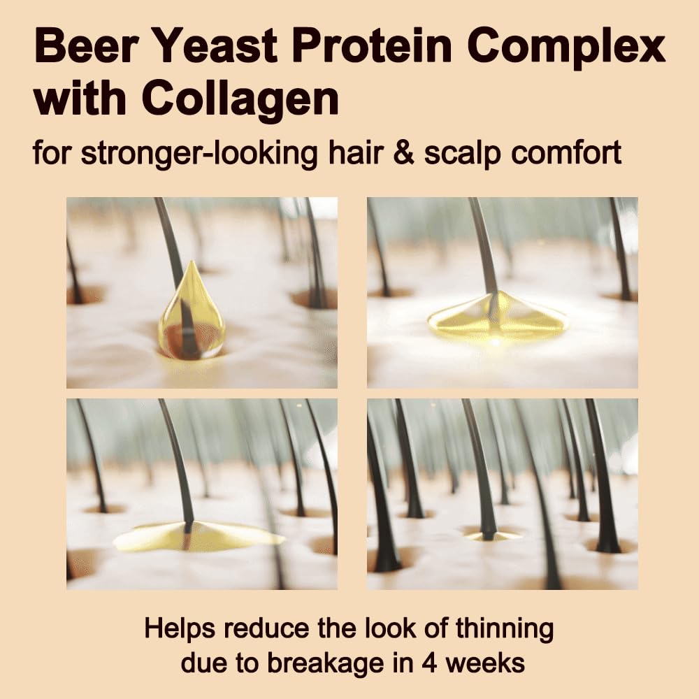 NINEMILA9 Calming Beer Shampoo pump closeup shows biotin infusion for fuller-looking hair.