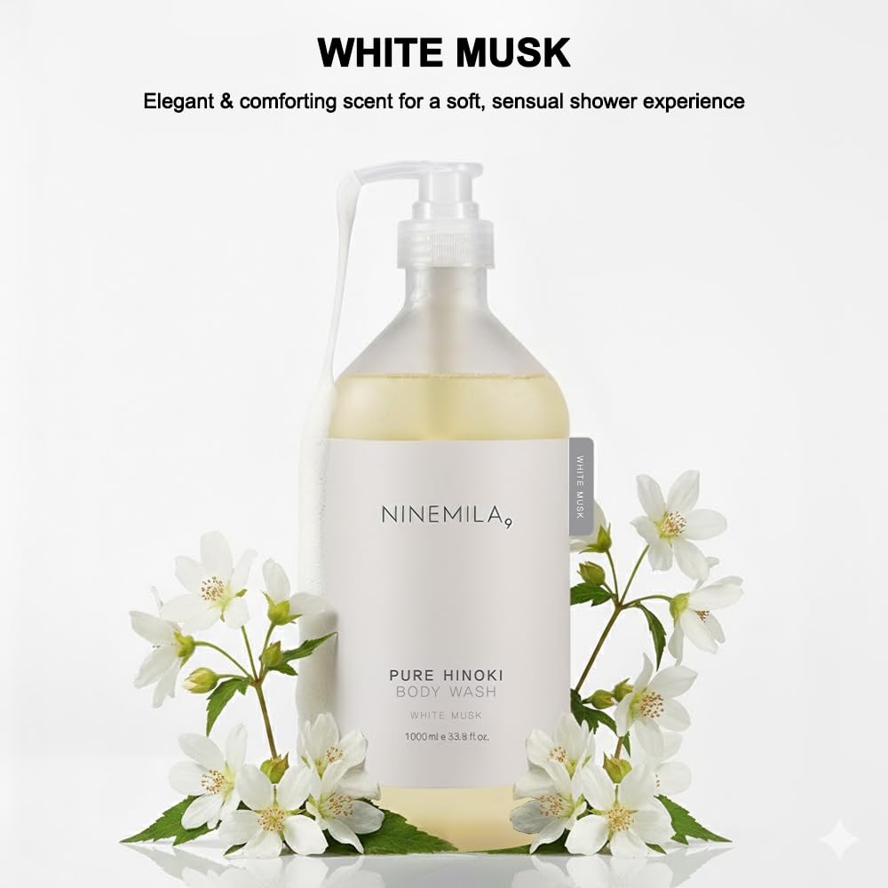 NINEMILA9 Pure Hinoki Body Wash foam close-up highlighting rich cleansing