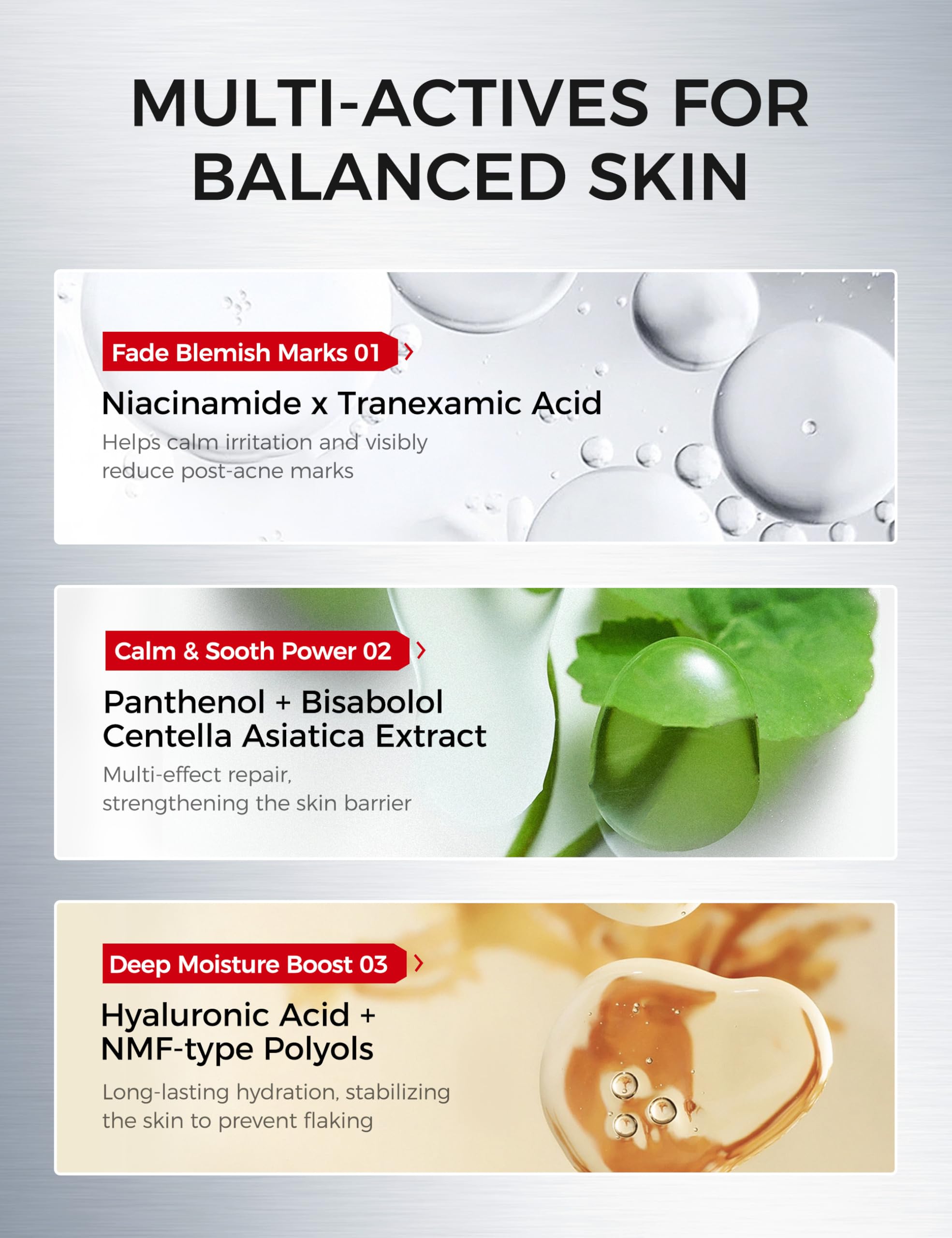NING DERMOLOGIE centella asiatica soothing formula closeup for calmer skin