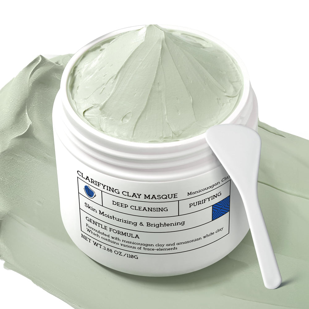 NING DERMOLOGIE clay mask face closeup demonstrates deep cleansing for refined pores