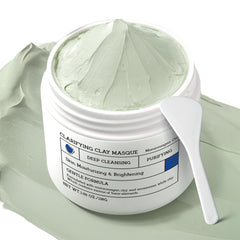 NING DERMOLOGIE clay mask face closeup demonstrates deep cleansing for refined pores