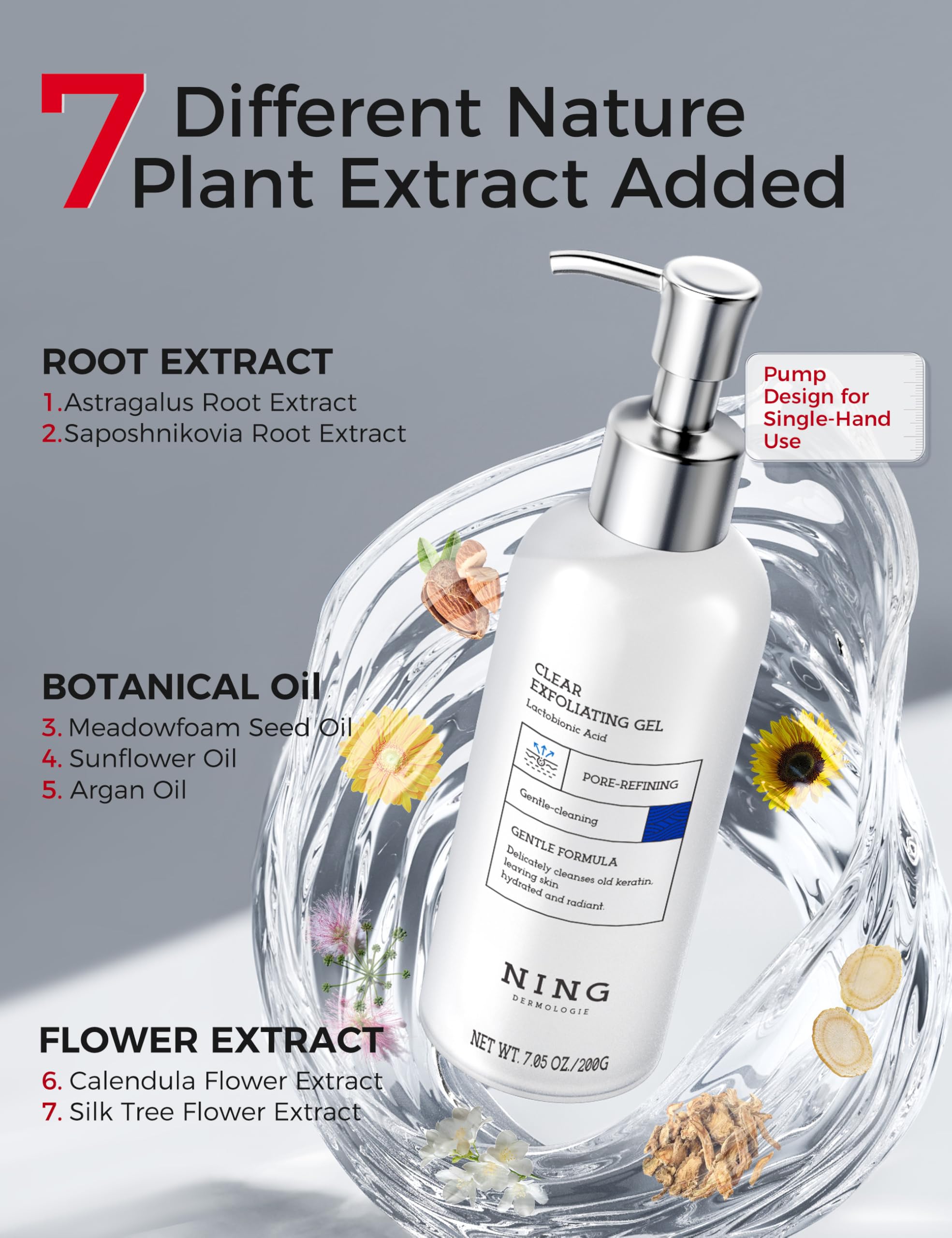 NING DERMOLOGIE keratin complex action with fibrous particles visible on surface