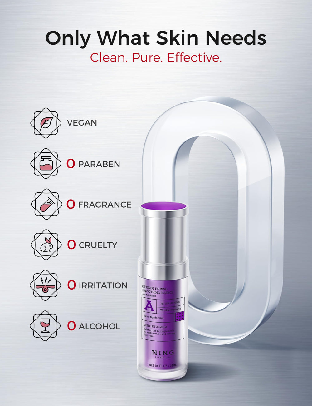 NING DERMOLOGIE Retinol Serum non-greasy hydration on facial skin
