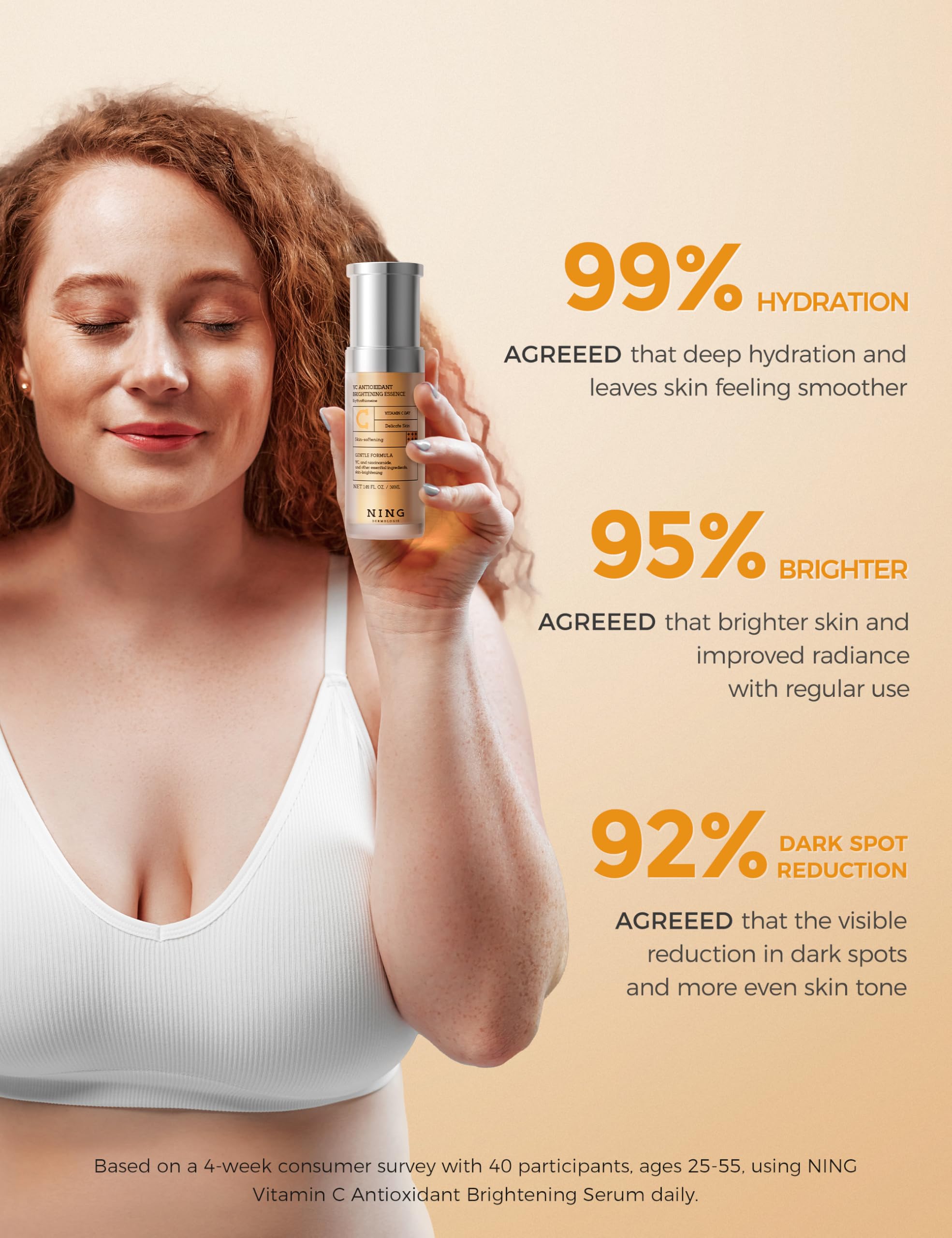 NING DERMOLOGIE Vitamin C Serum calendula and licorice extracts in focus.