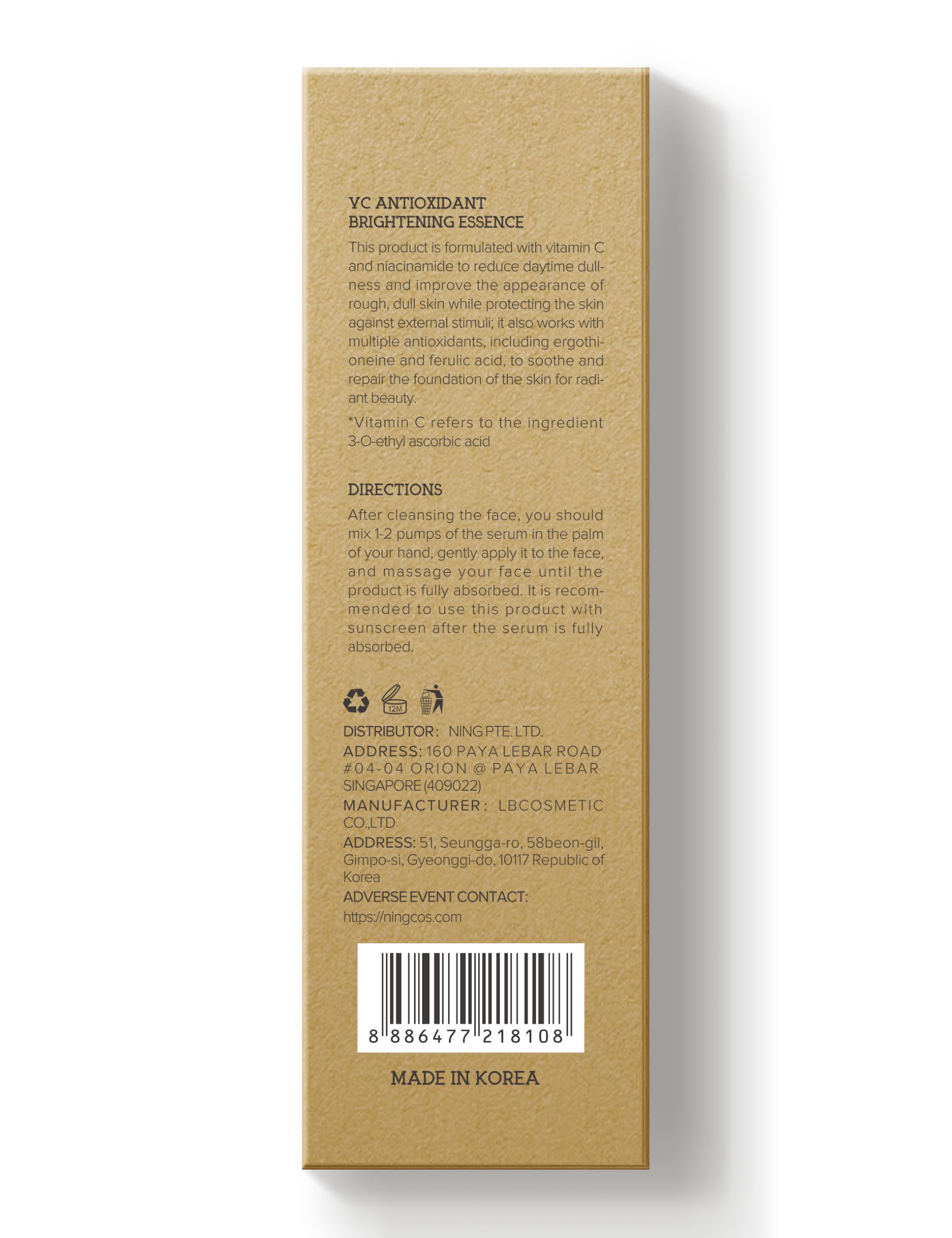 NING DERMOLOGIE Vitamin C Serum daytime use with SPF guidance.