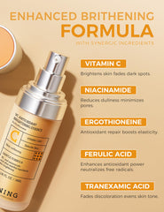 NING DERMOLOGIE Vitamin C Serum dropper close-up shows quick absorption.