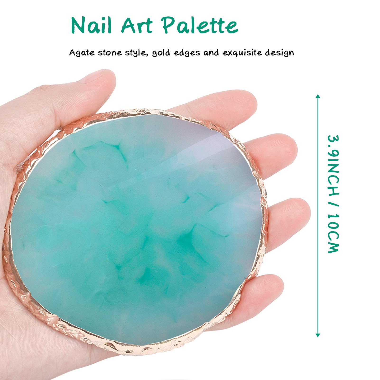 Ningrou green resin nail palette with gold edge for even pigment blending