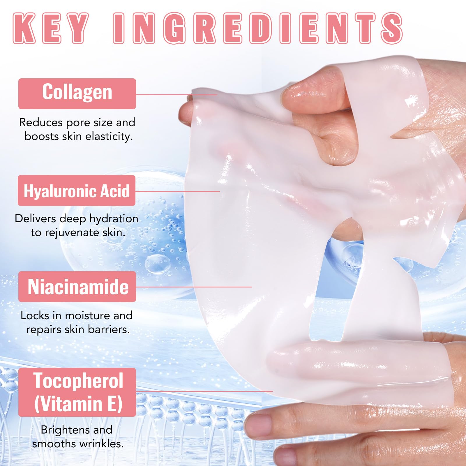 Ninsiec collagen mask hydrogel close-up highlights smooth moisture delivery