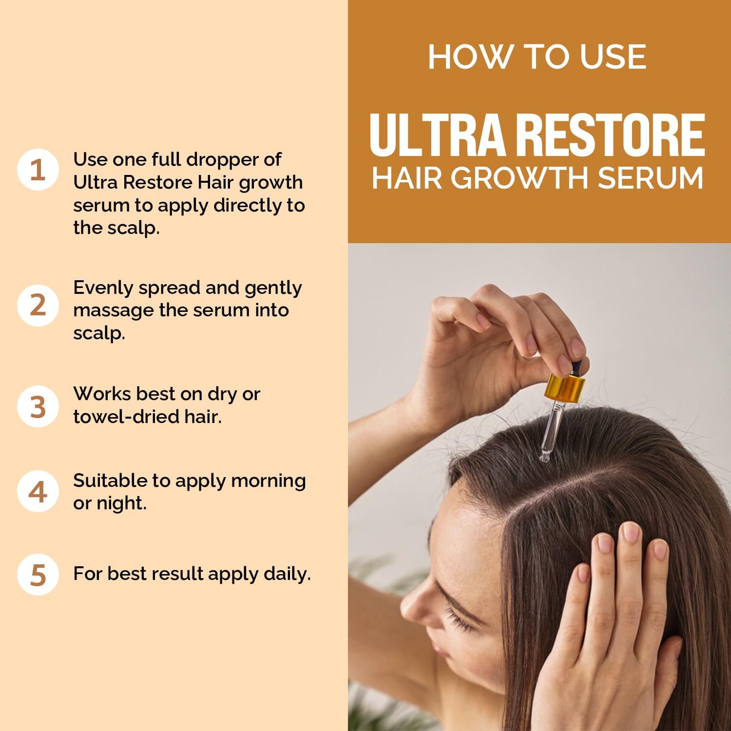 Nirvana Nurture serum texture close-up shows smooth, non-greasy finish for all hair types.