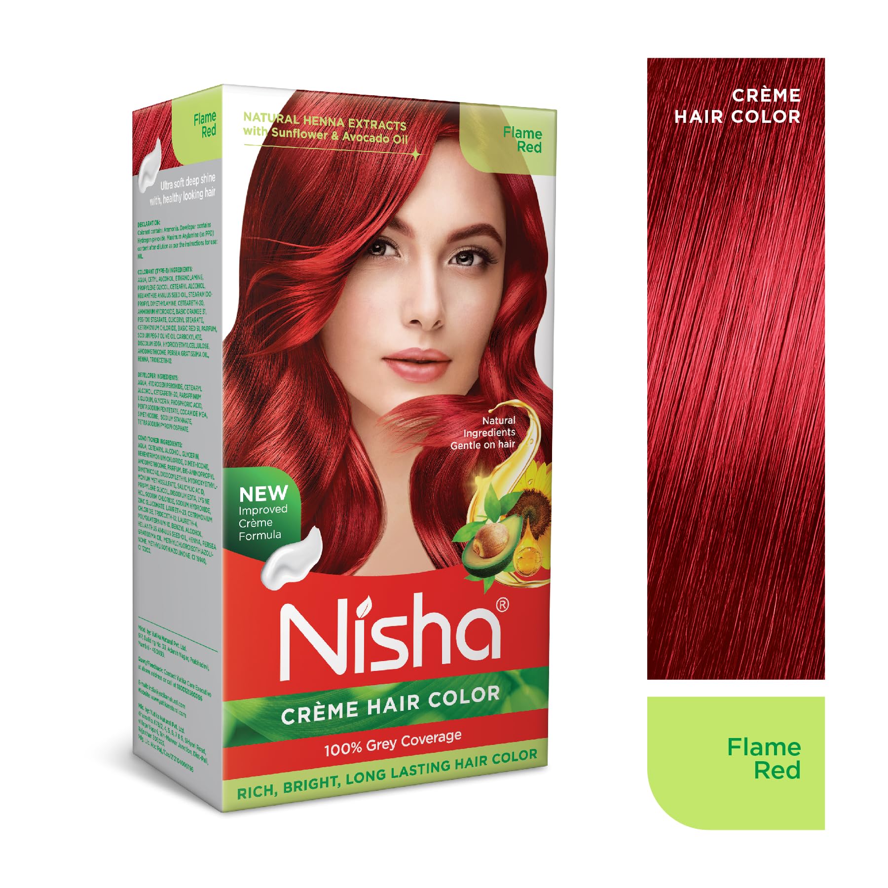 Nisha Creme Hair Color Flame Red cream in bowl ready for even application.
