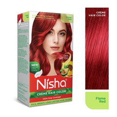 Nisha Creme Hair Color Flame Red cream in bowl ready for even application.