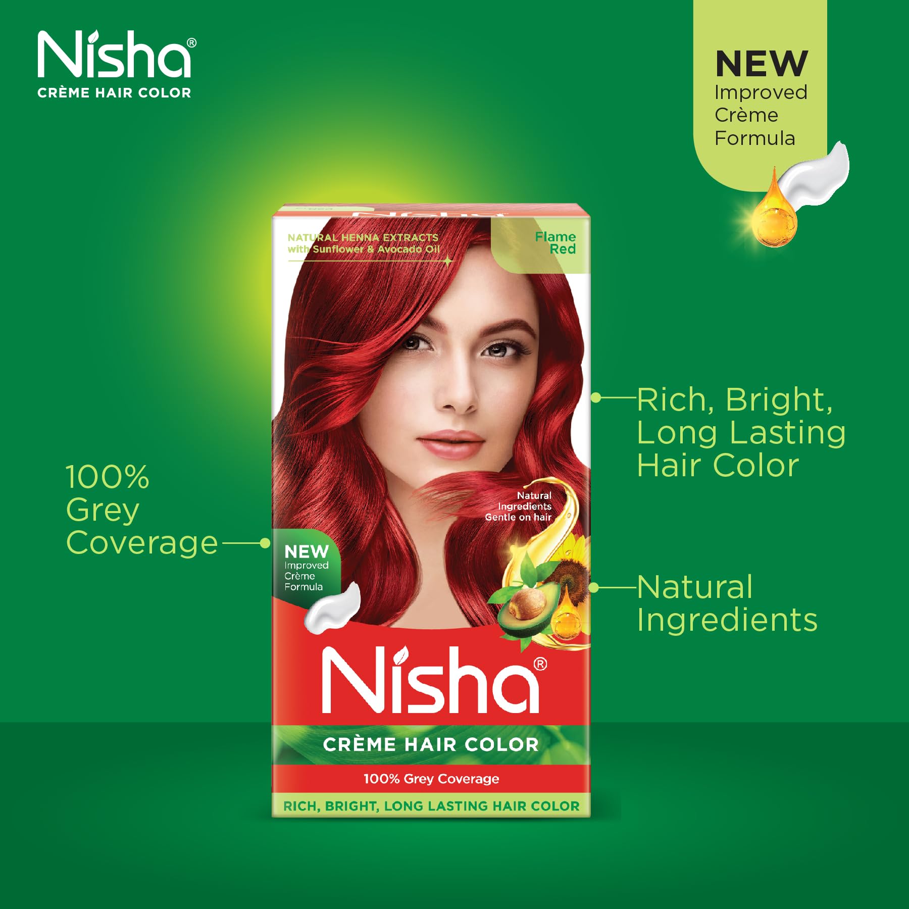Nisha Creme Hair Color Flame Red disposable gloves for mess-free application.