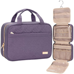 NISHEL travel toiletry bag hanging purple feature for easy access on the go