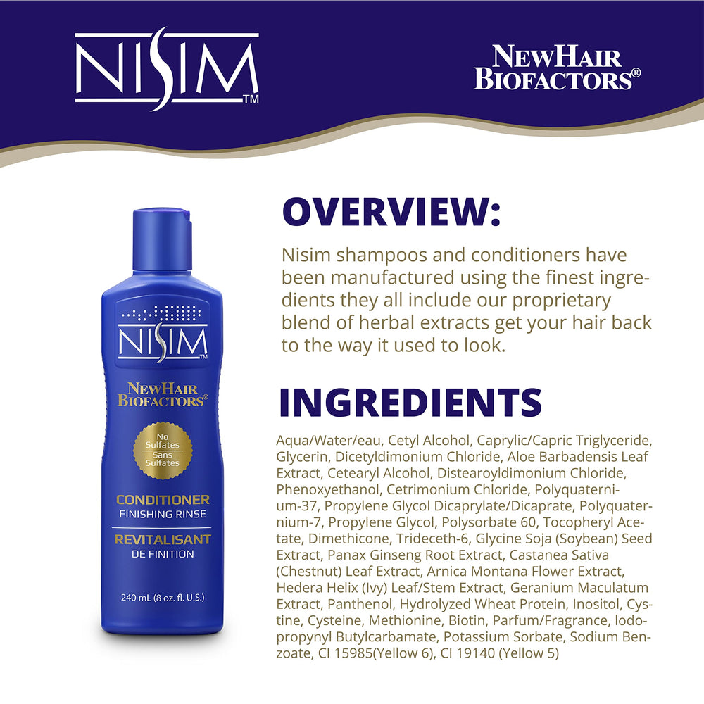 Nisim Finishing Rinse Conditioner in bathroom scene for moisture and shine