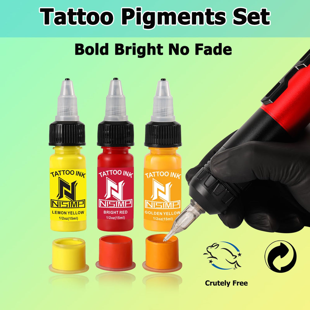NISIMP color palette showcases fade-resistant pigments for enduring tattoos.