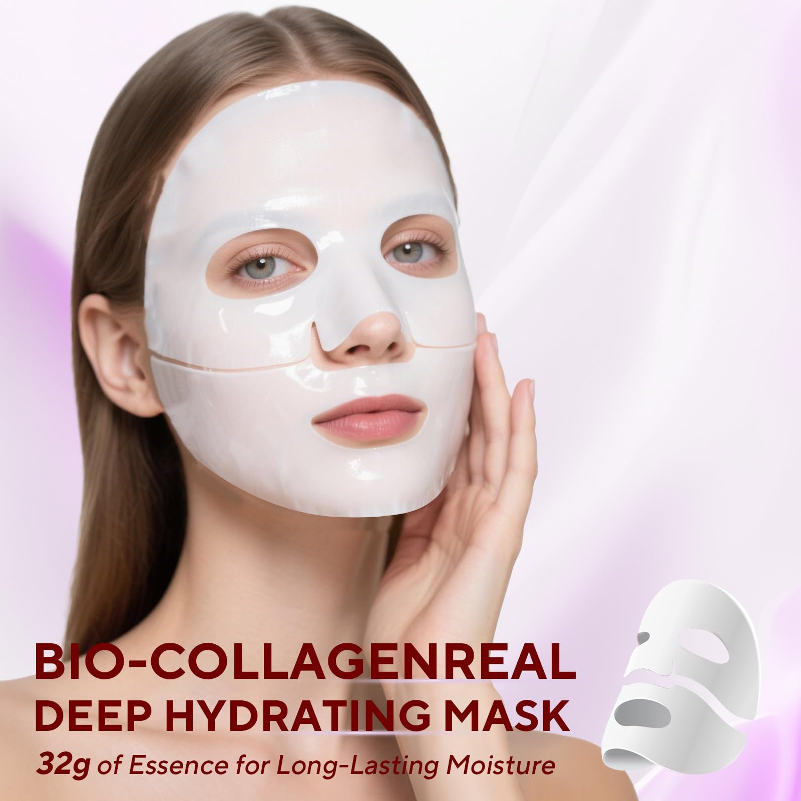 Nityrliv Bio-Collagen Real Deep Mask hydrogel close-up delivering moisture.