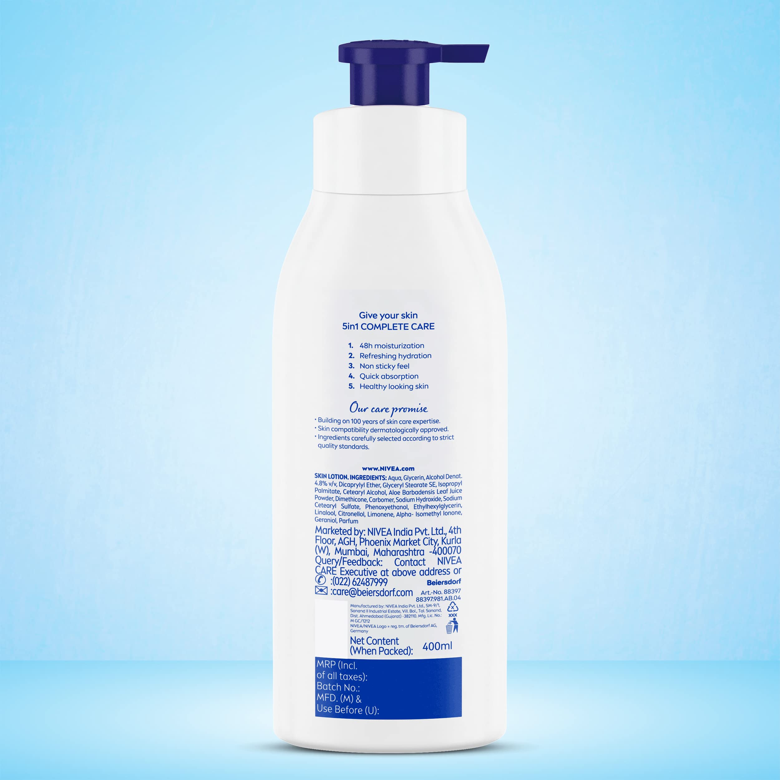 Bathroom setting with NIVEA Aloe Hydration bottle on sink.