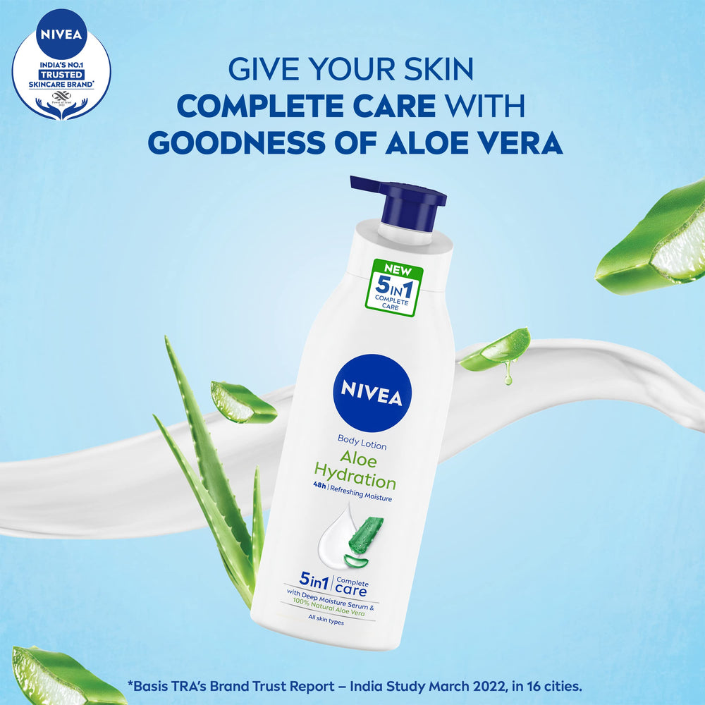 Packaging display of NIVEA Aloe Hydration for daily routine.