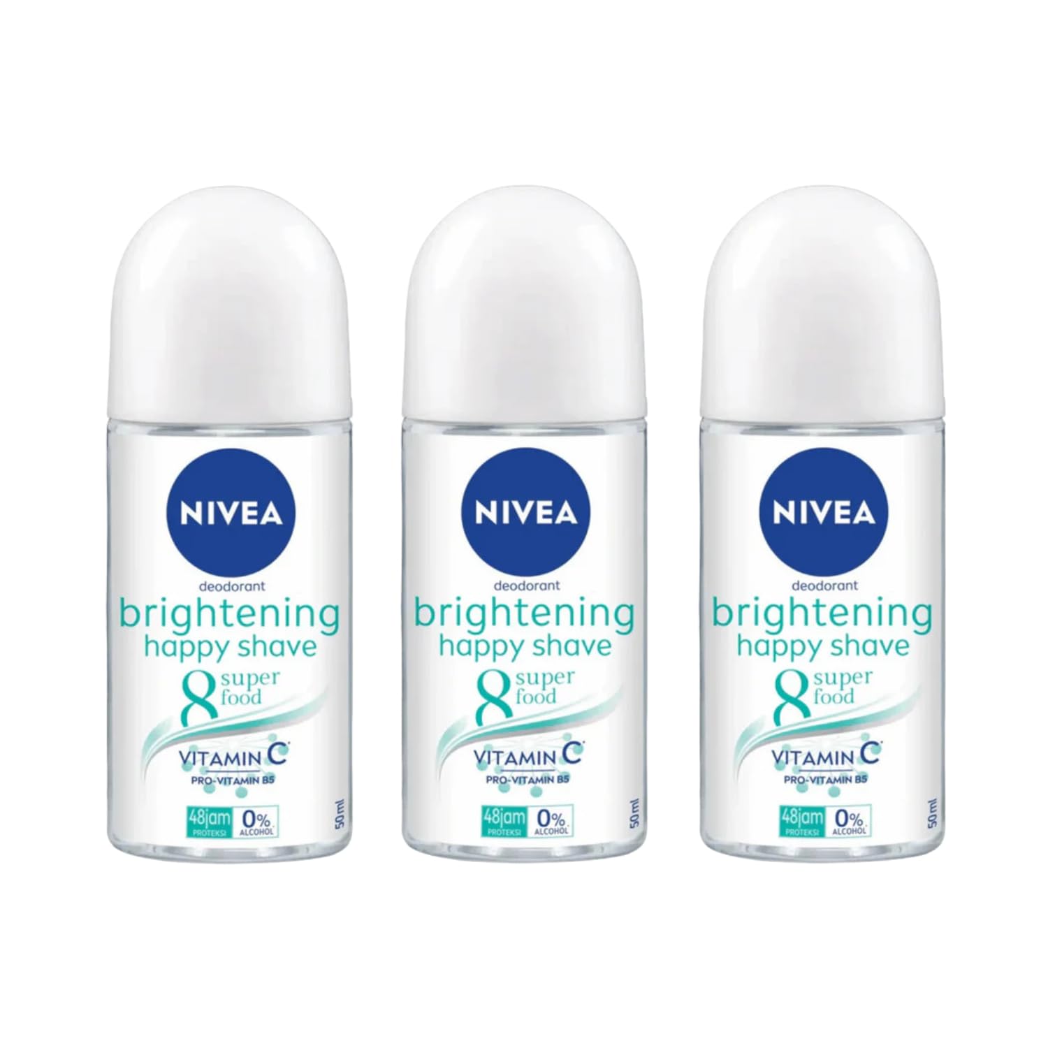 NIVEA Brightening Happy Shave roll-on bottle 50ml, product packaging and design