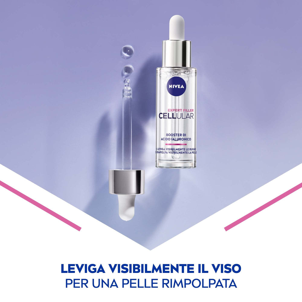 NIVEA serum being massaged into face and neck.