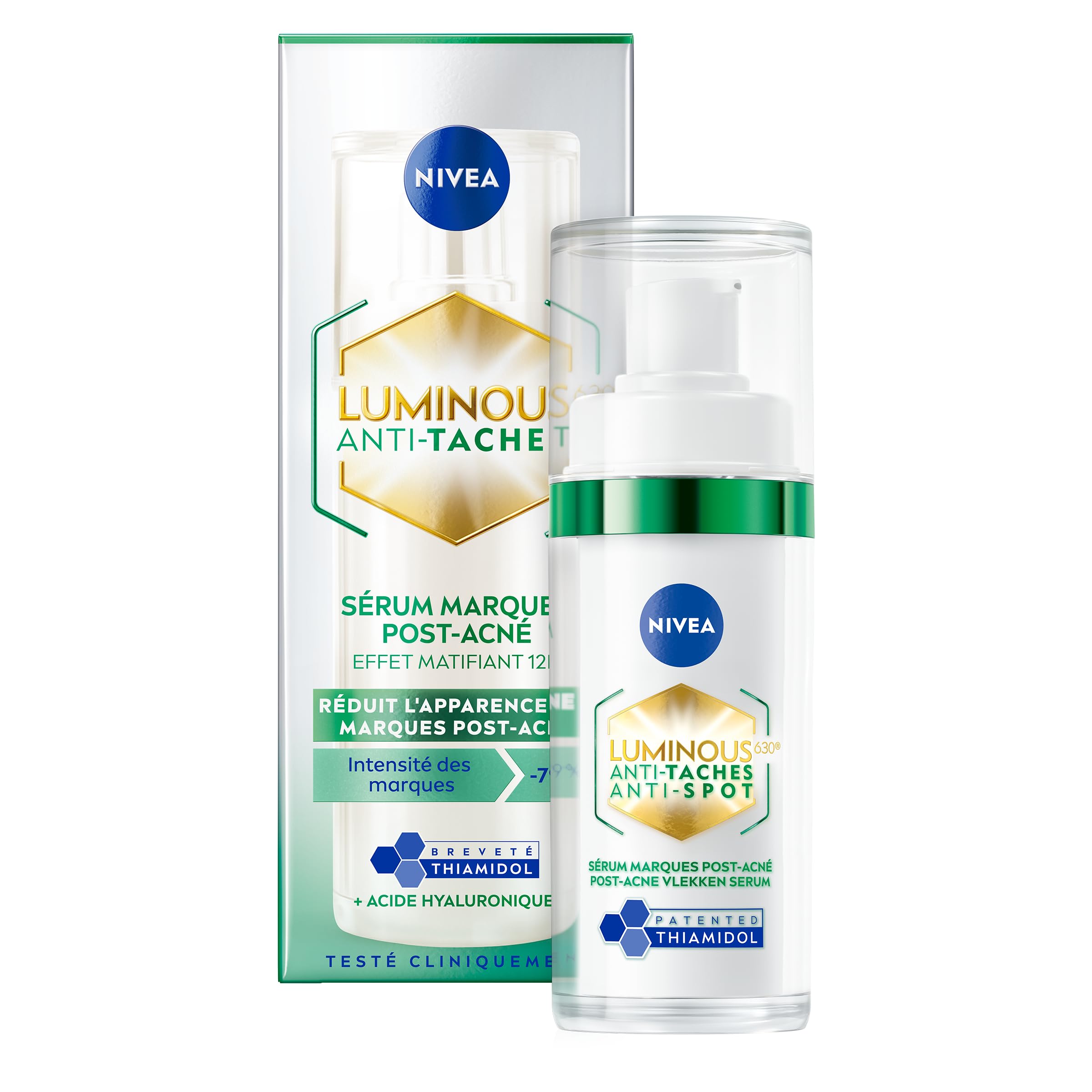 NIVEA CELLULAR Luminous630 serum bottle with hygienic pump for precise, mess-free application.