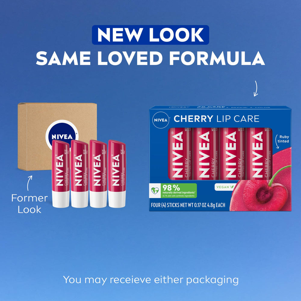 NIVEA Cherry Lip Care tube front view highlighting ruby tint