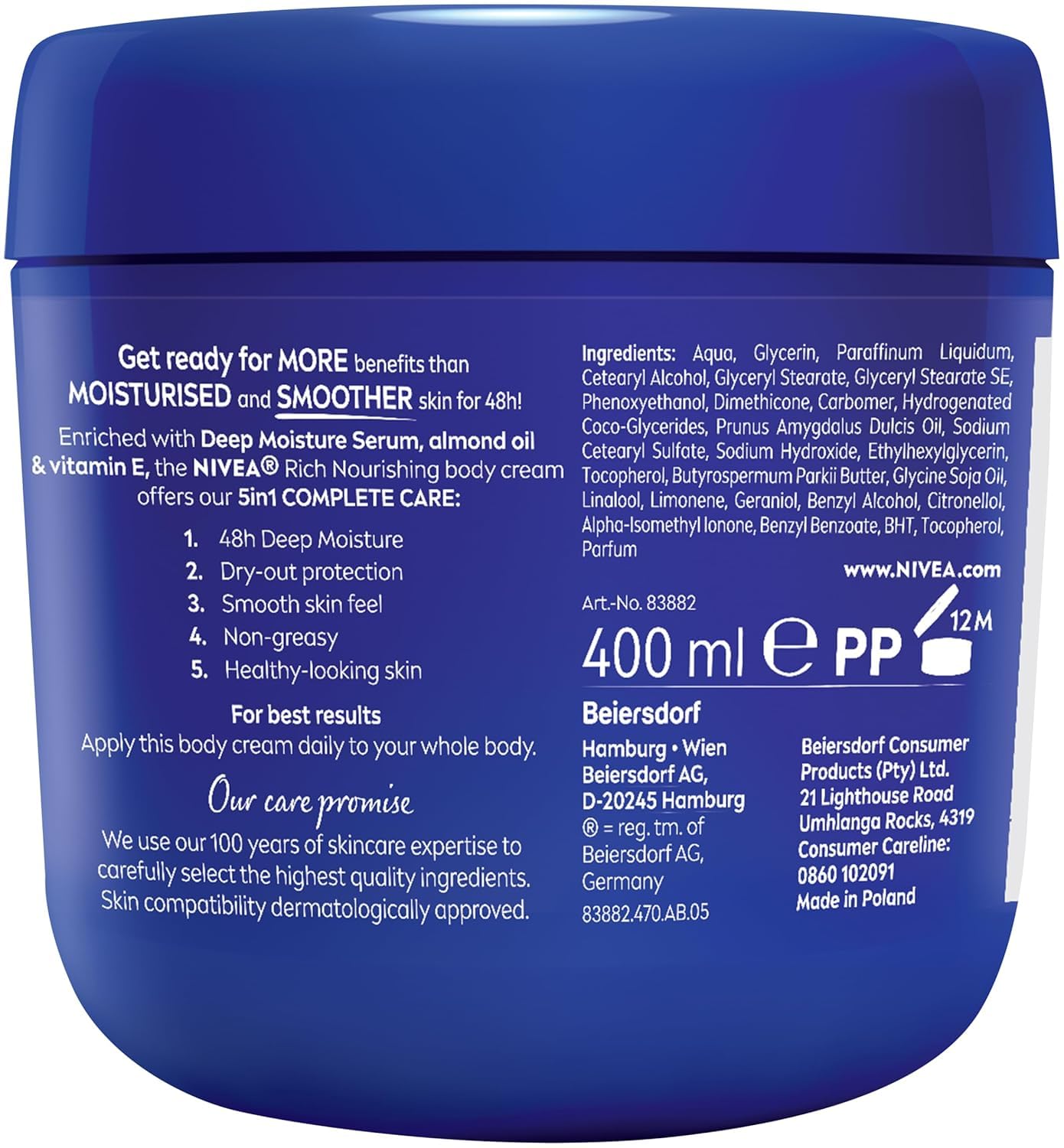 NIVEA cream in hand applying to arm to show quick absorption