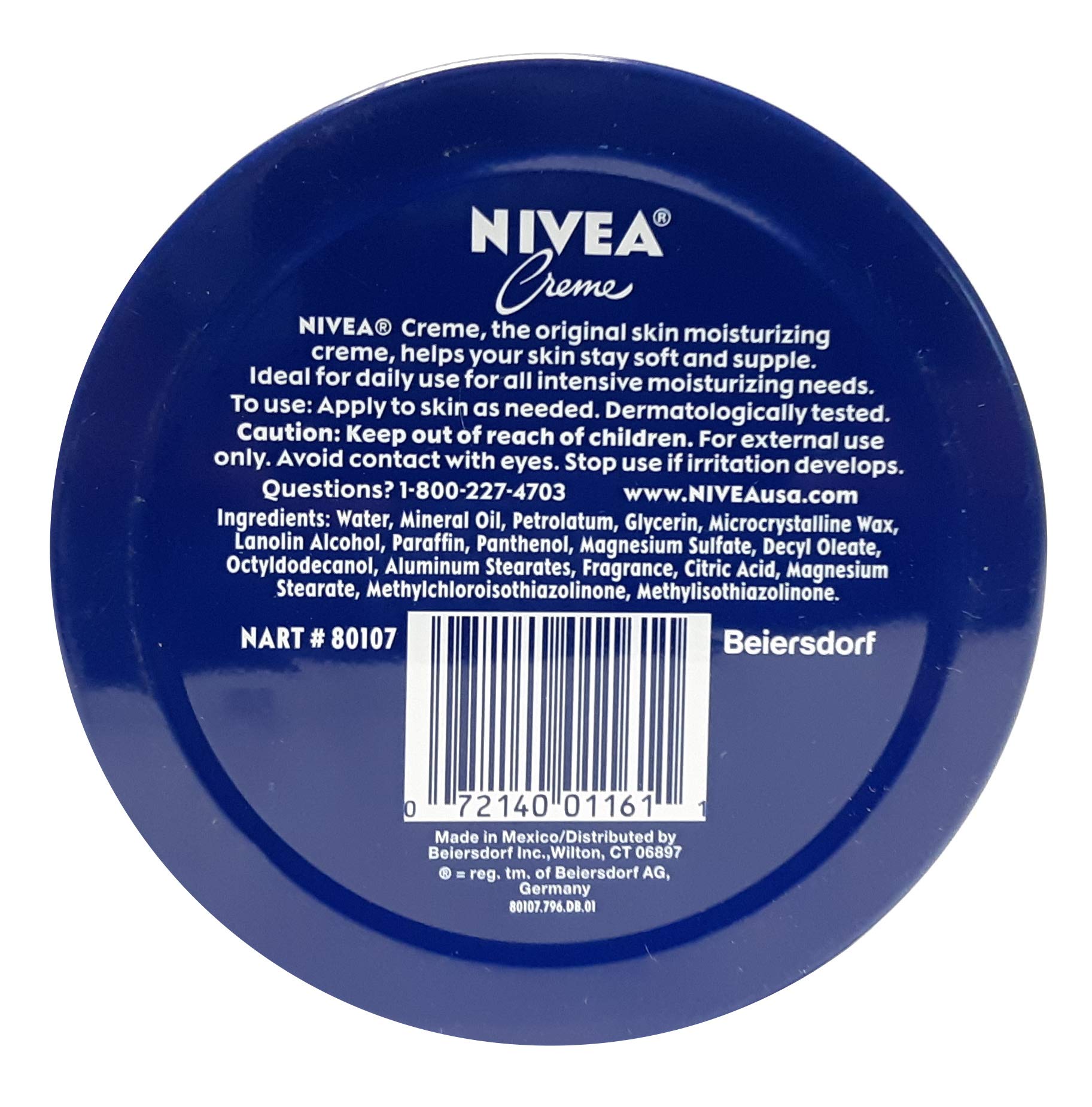 NIVEA Creme Tin back view highlighting alcohol-free formula for gentle body care