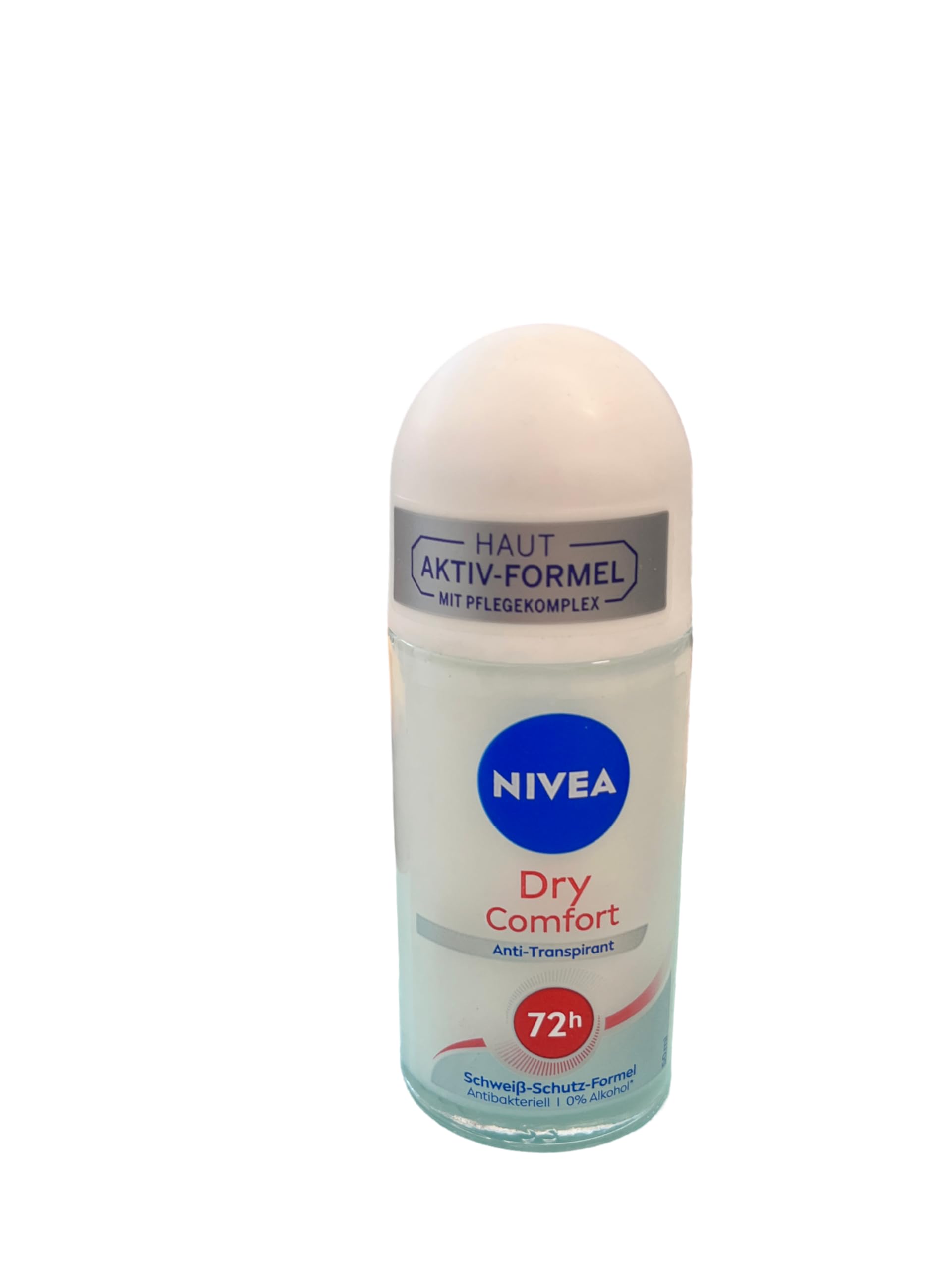 NIVEA Dry Comfort Roll-On bottle showing 48h dryness protection.