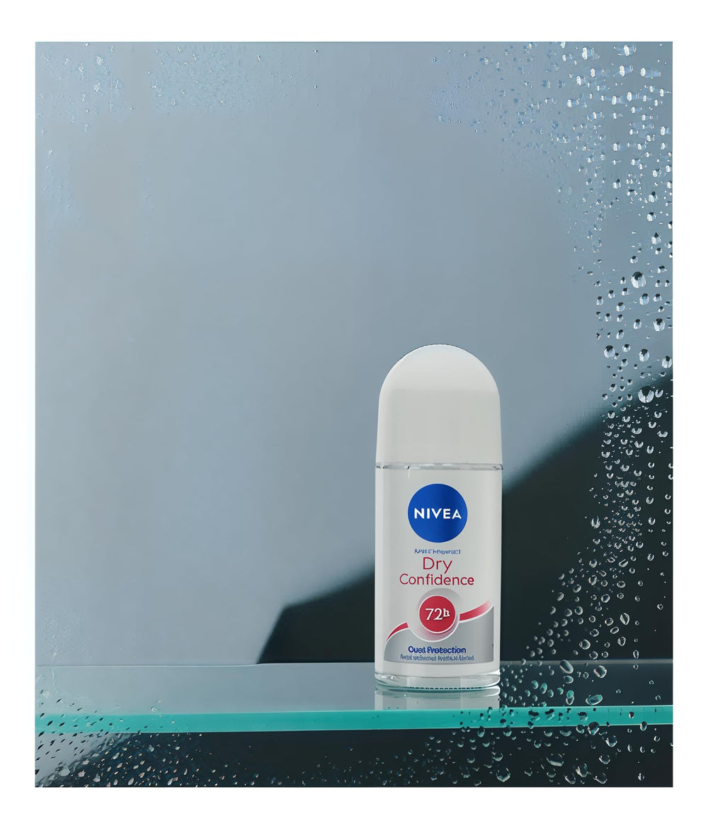 NIVEA Dry Comfort roll-on being applied for daily freshness and gentle care.