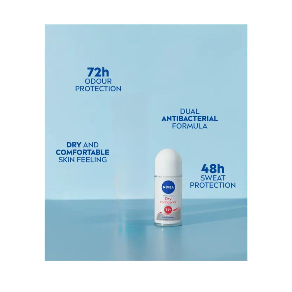 Close-up of NIVEA Dry Comfort applicator, showing smooth roll-on for gentle application.