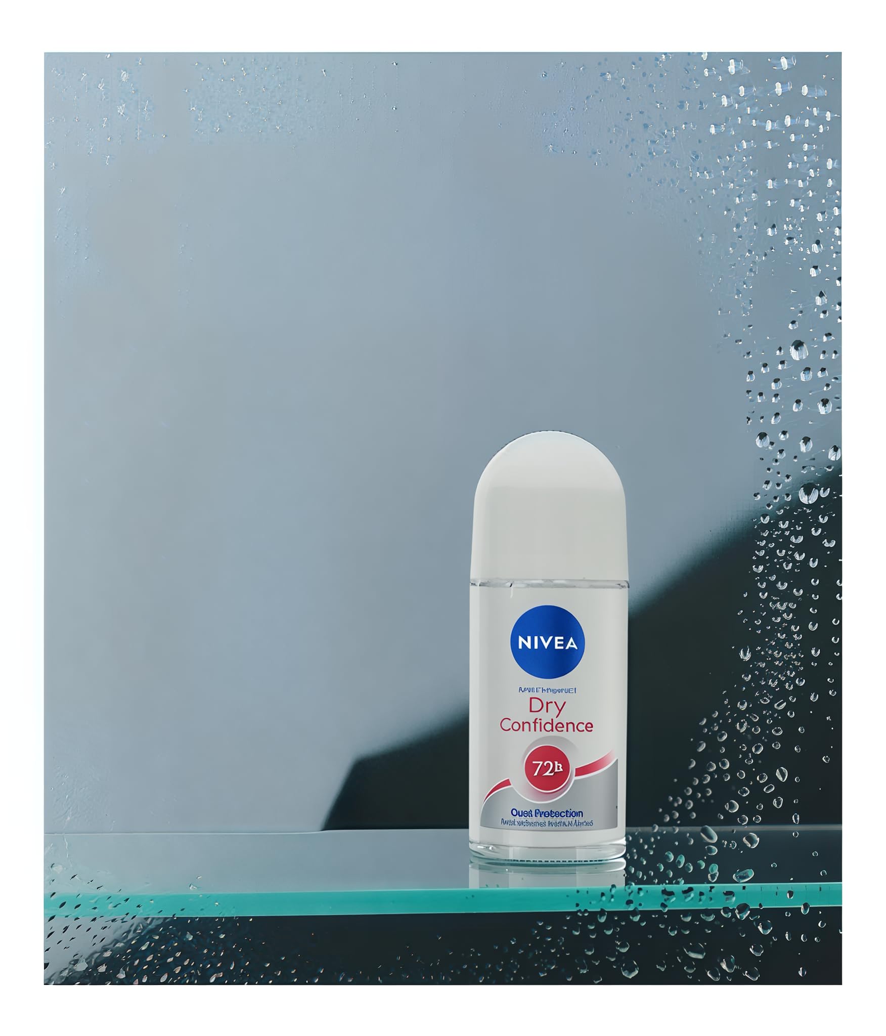 NIVEA Dry Comfort packaging on display, highlighting alcohol-free formula and dermatologically tested claim.