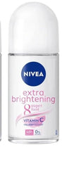 NIVEA Extra Brightening roll-on application demonstrates smooth underarm skin use