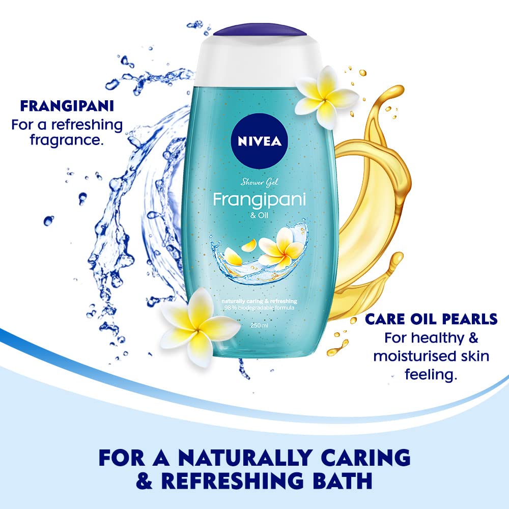 Oil pearls visible in NIVEA Frangipani & Oil Shower Gel.