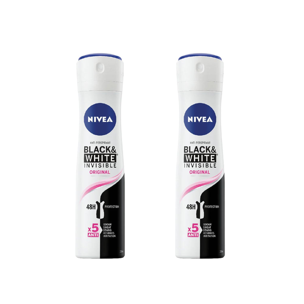 NIVEA Invisible Black & White spray mist delivers quick-dry comfort.