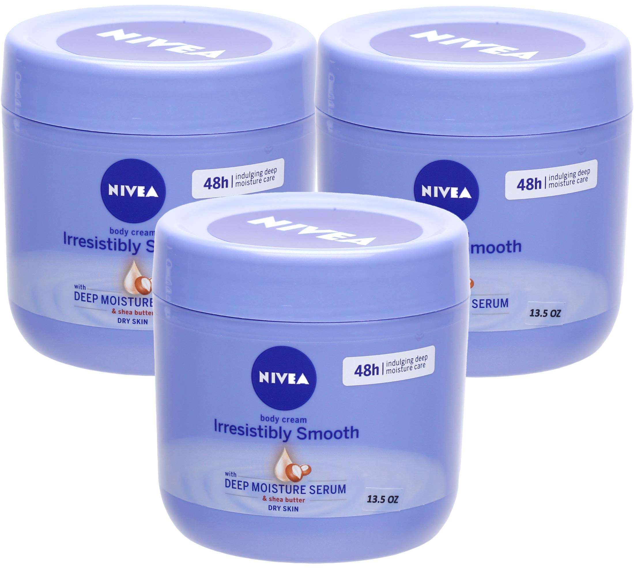 NIVEA Irresistibly Smooth Body Cream bottle delivers long-lasting moisture for dry skin