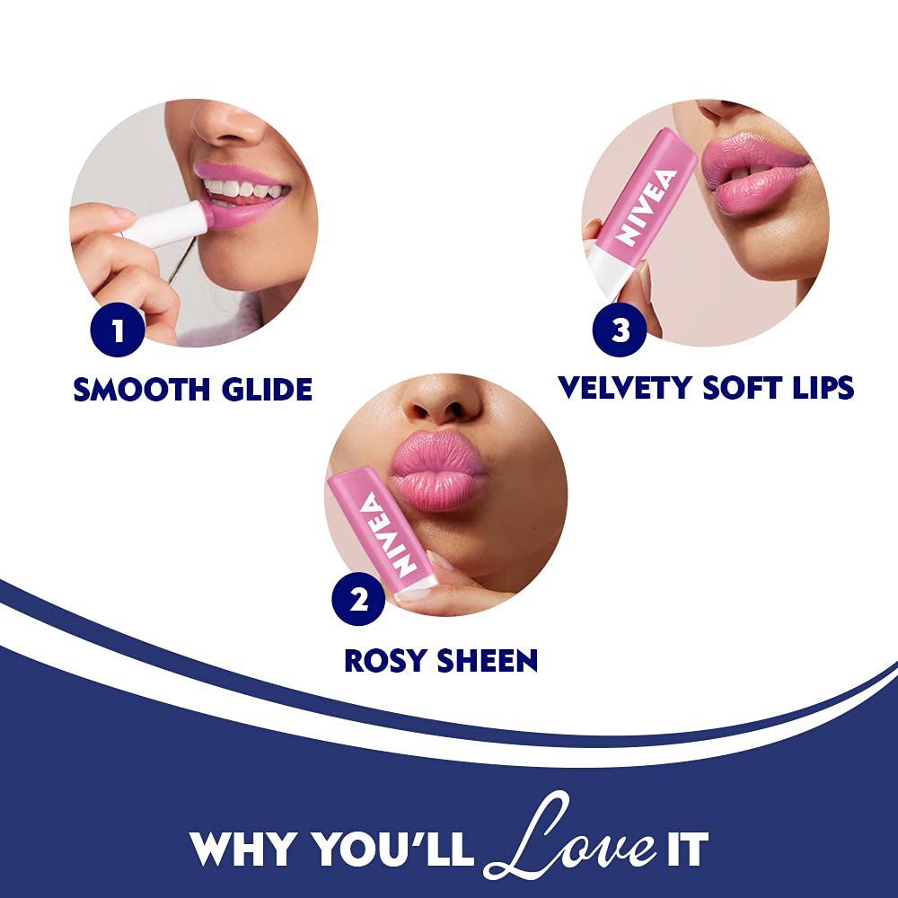 NIVEA Lip Soft Rose balm texture described as velvety