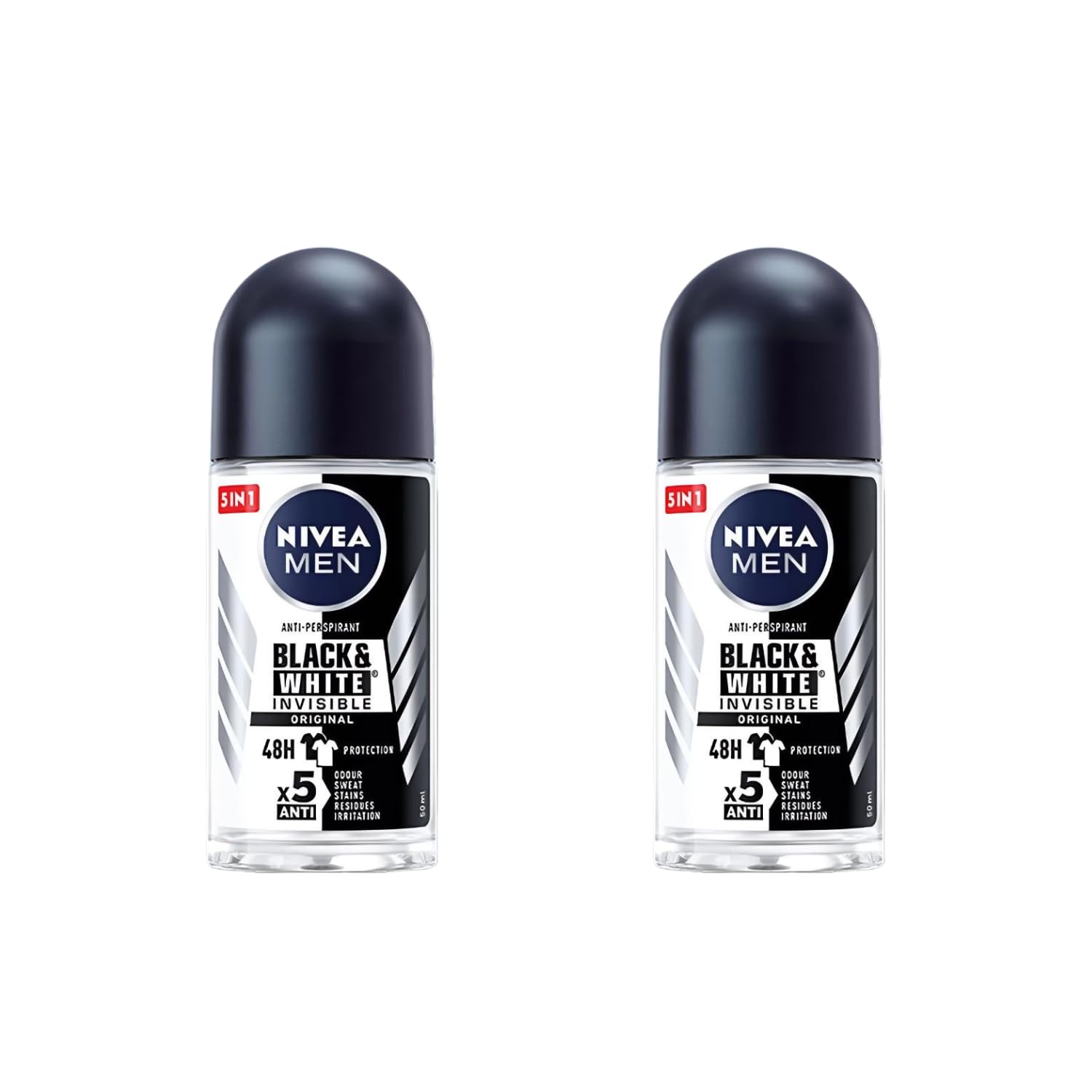 NIVEA Men 48H roll-on two-pack front view for long-lasting freshness.