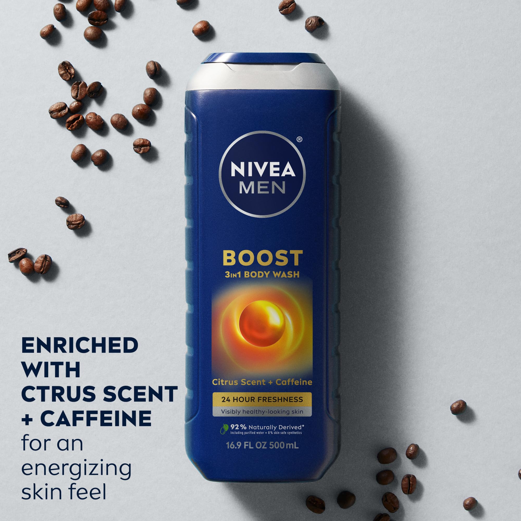 NIVEA MEN Boost caffeine-enriched formula fuels the start of your day
