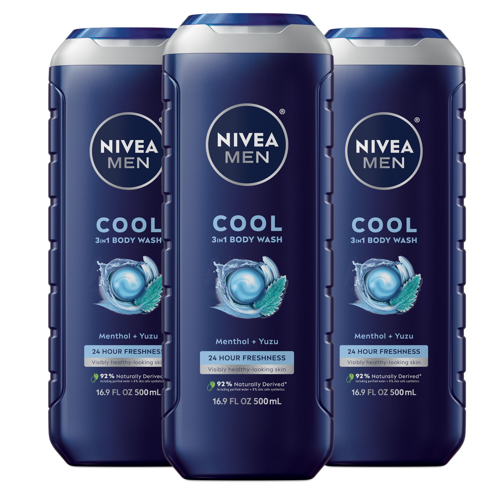 NIVEA MEN Cool Body Wash icy menthol bottle for refreshing post-shower skin