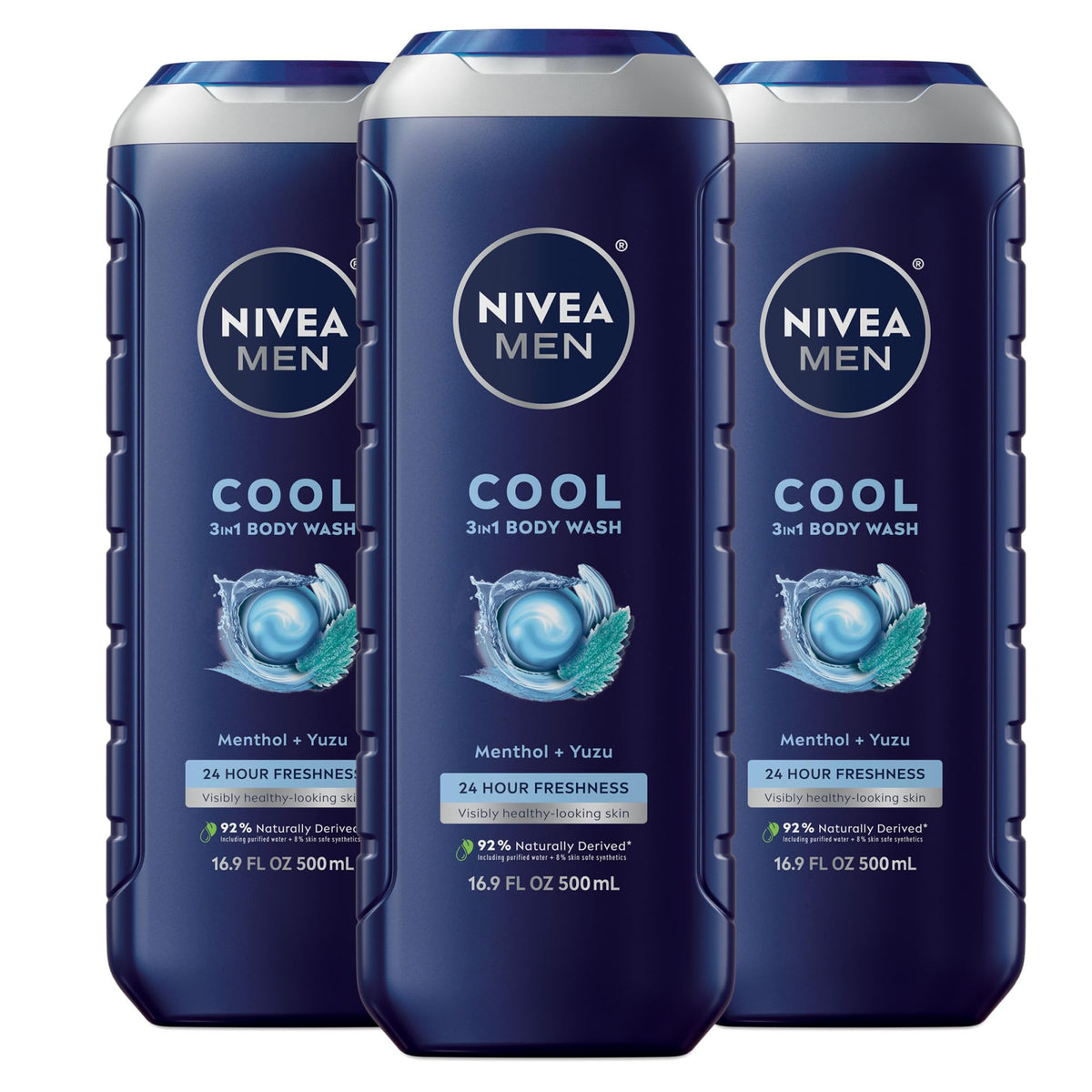 NIVEA MEN Cool Body Wash icy menthol bottle for refreshing post-shower skin