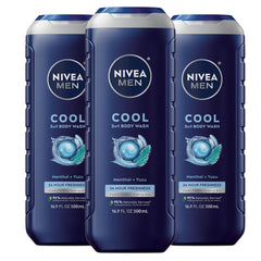 NIVEA MEN Cool Body Wash icy menthol bottle for refreshing post-shower skin