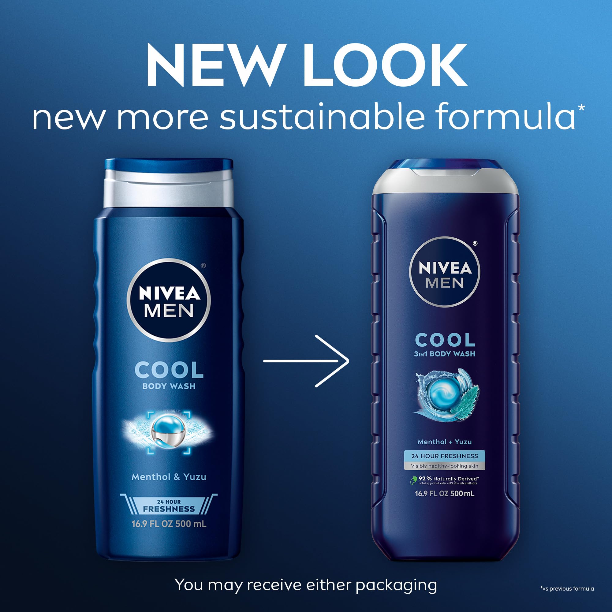 NIVEA MEN Cool Body Wash being squeezed into hand for quick cleanse