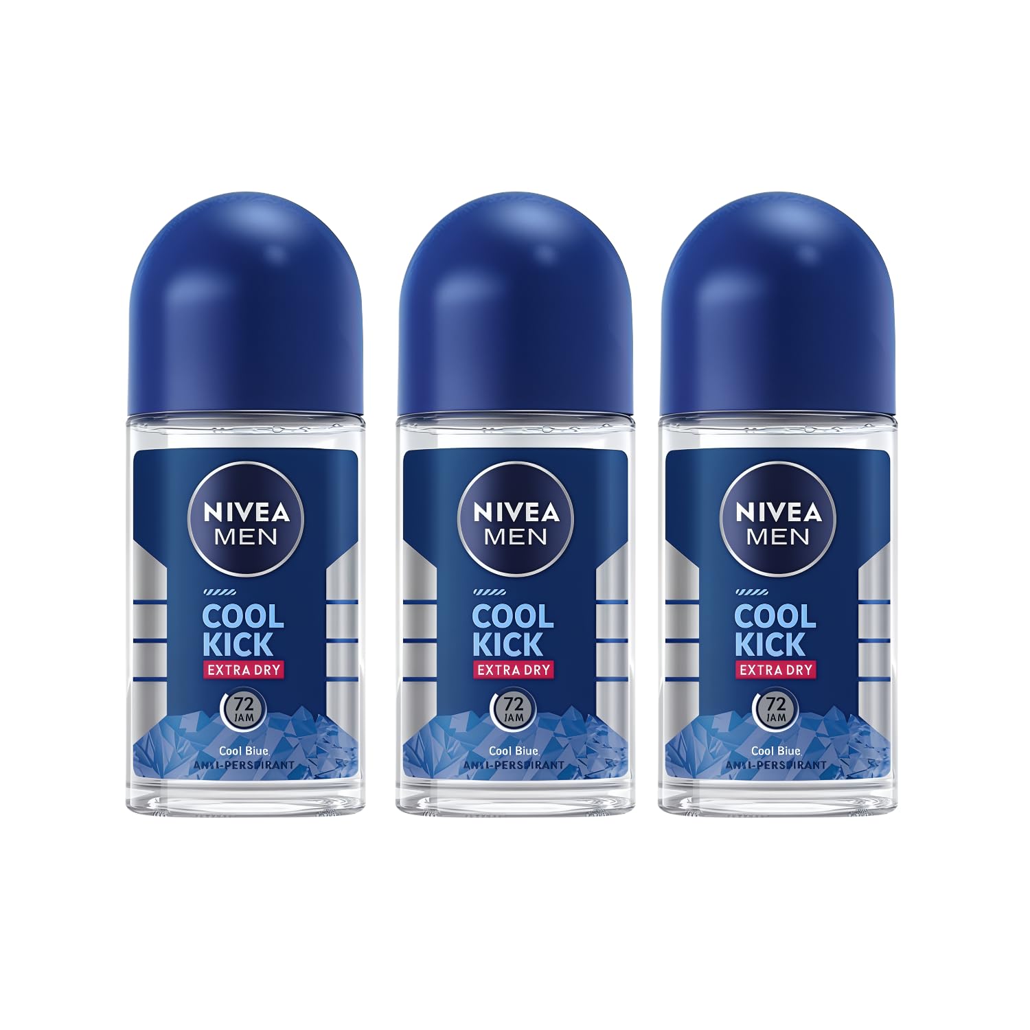 NIVEA Men Cool Kick roll-on 50ml delivering long-lasting freshness and quick-dry protection.
