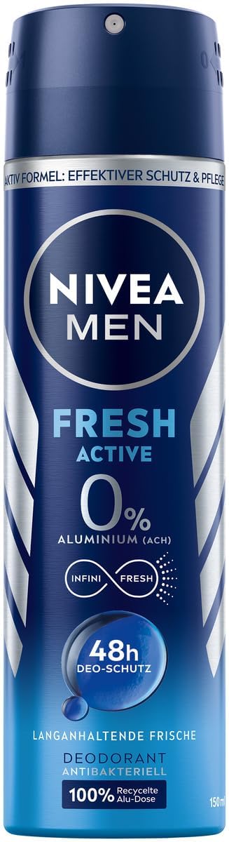NIVEA Men Fresh Active spray mist being dispensed for instant freshness.